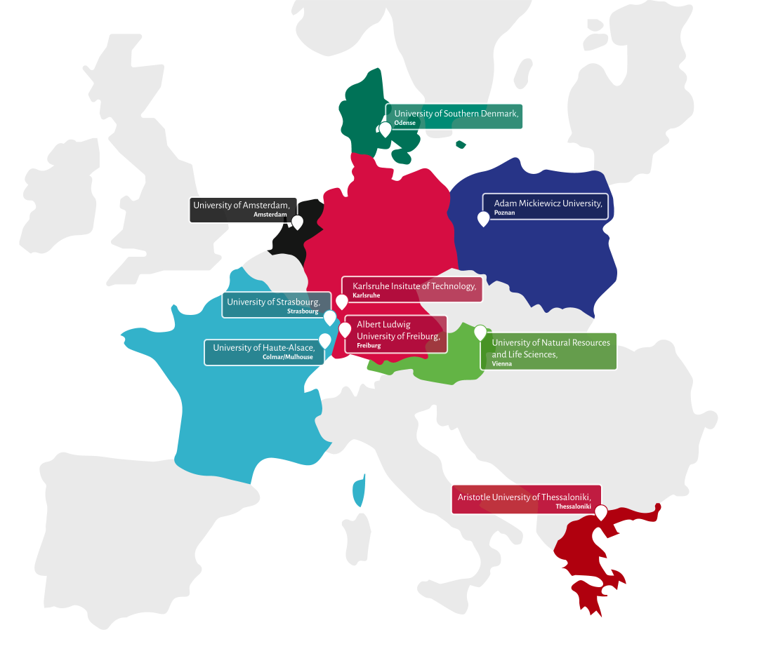 Karte der EPICUR-Partnerhochschulen in Europa