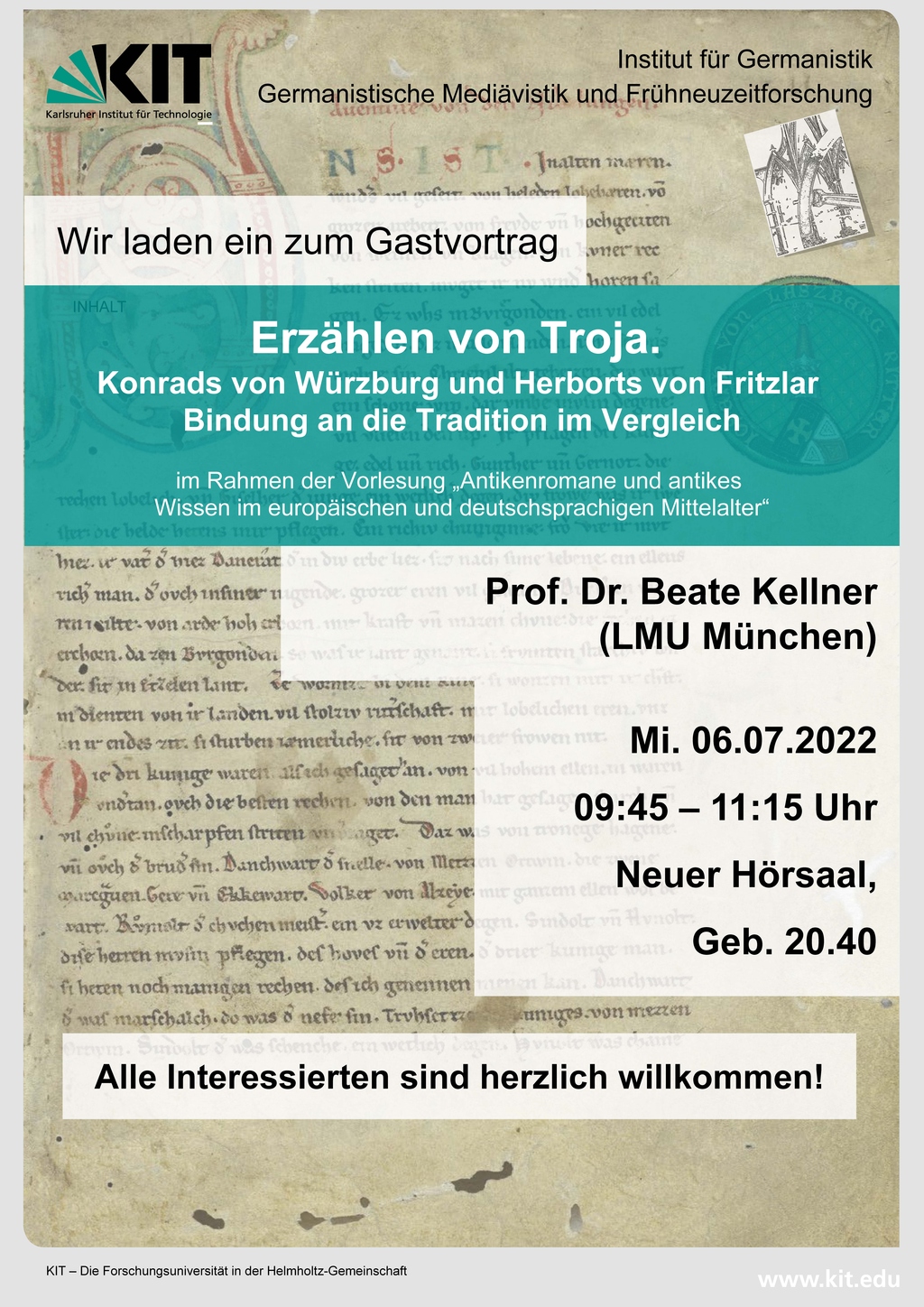 Plakat Gastvortrag Beate Kellner 06.07.2022